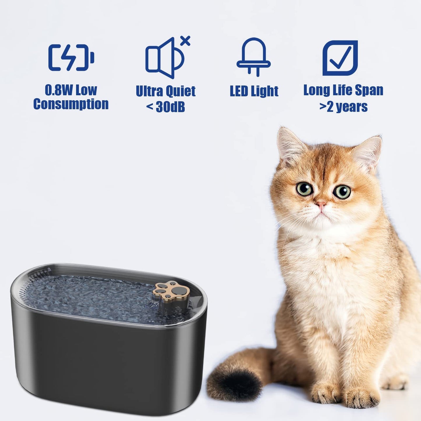 3L kattenwaterfonteinfilter Automatische drinker voor honden Katten Waterdispenser voor huisdieren Ultrastille waterdispenser met LED-licht Huisdierproducten