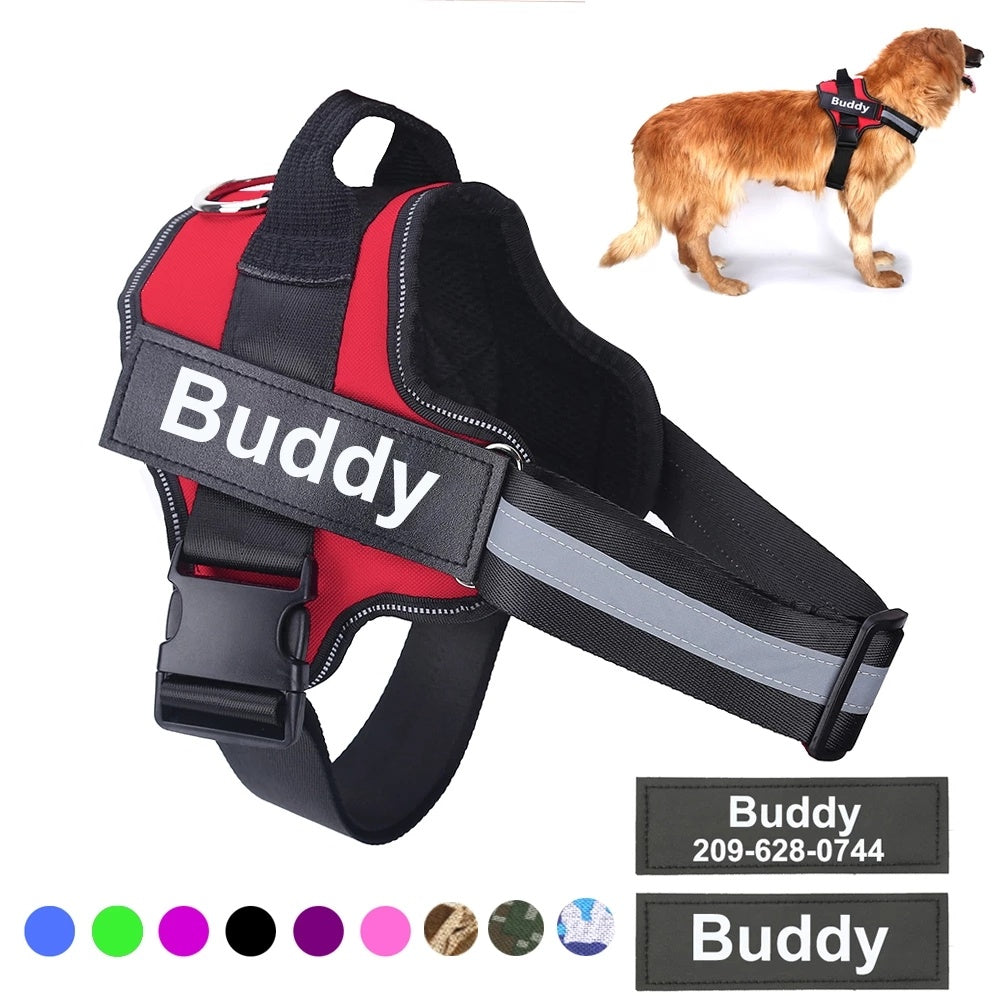 Gepersonaliseerd hondentuigje GEEN TREKKEN Reflecterend ademend verstelbaar tuigje voor kleine en grote honden Aangepaste patch Huisdierbenodigdheden