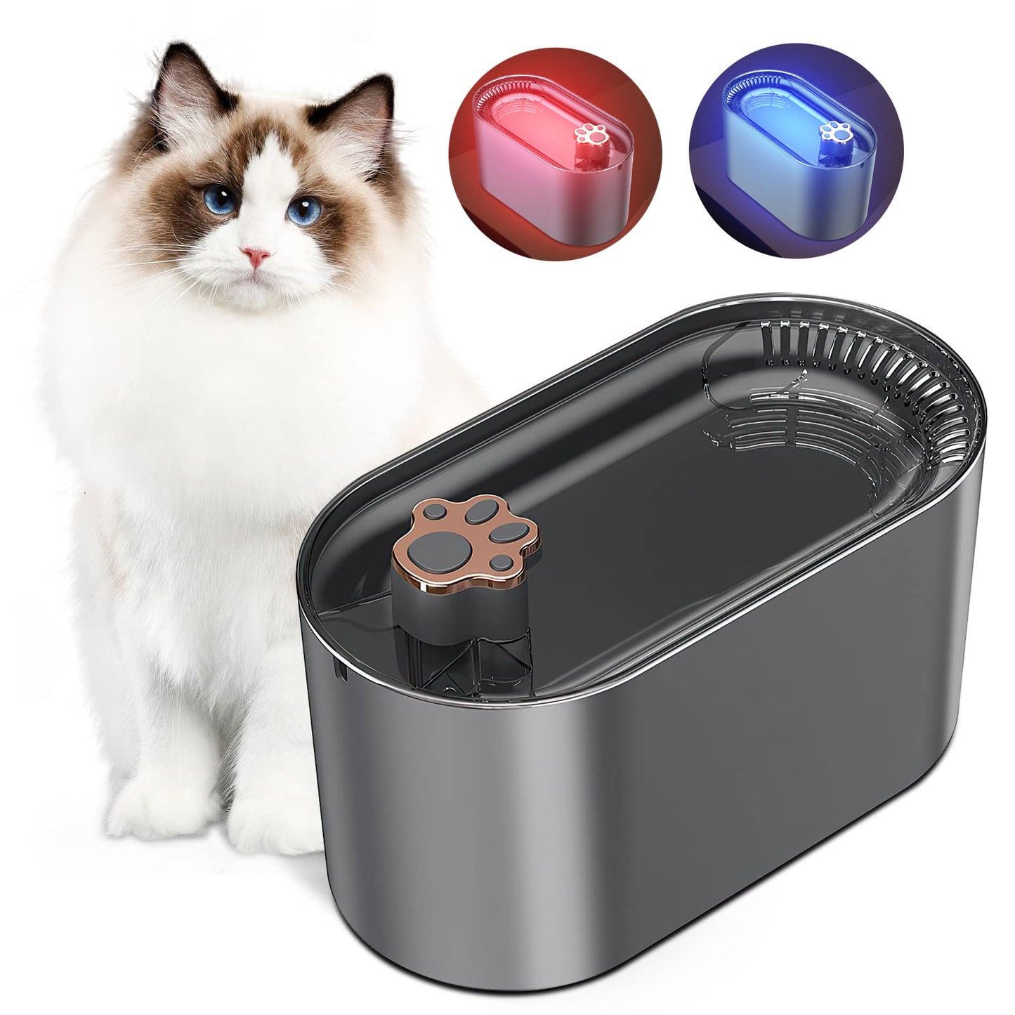 3L kattenwaterfonteinfilter Automatische drinker voor honden Katten Waterdispenser voor huisdieren Ultrastille waterdispenser met LED-licht Huisdierproducten